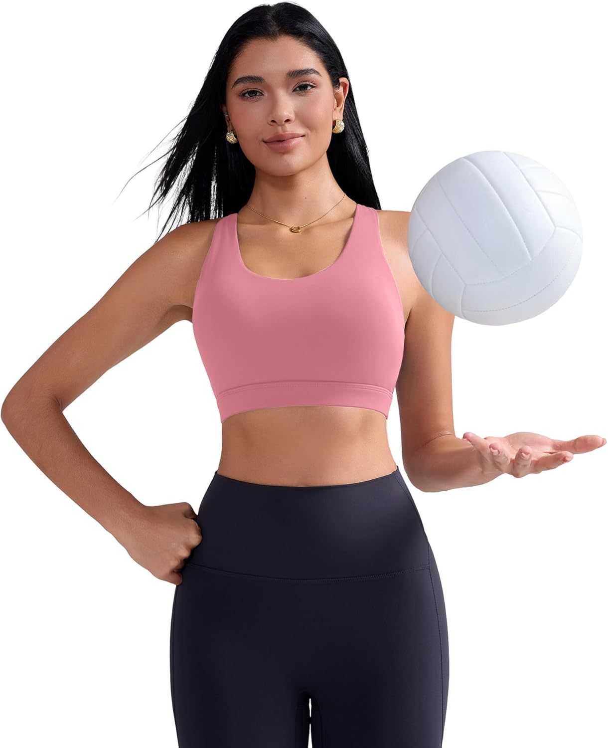 RUNNING GIRL Sports Bra for Women, Criss-Cross Back Padded Strappy Sports Bras Medium Support Yoga Bra with Removable Cups