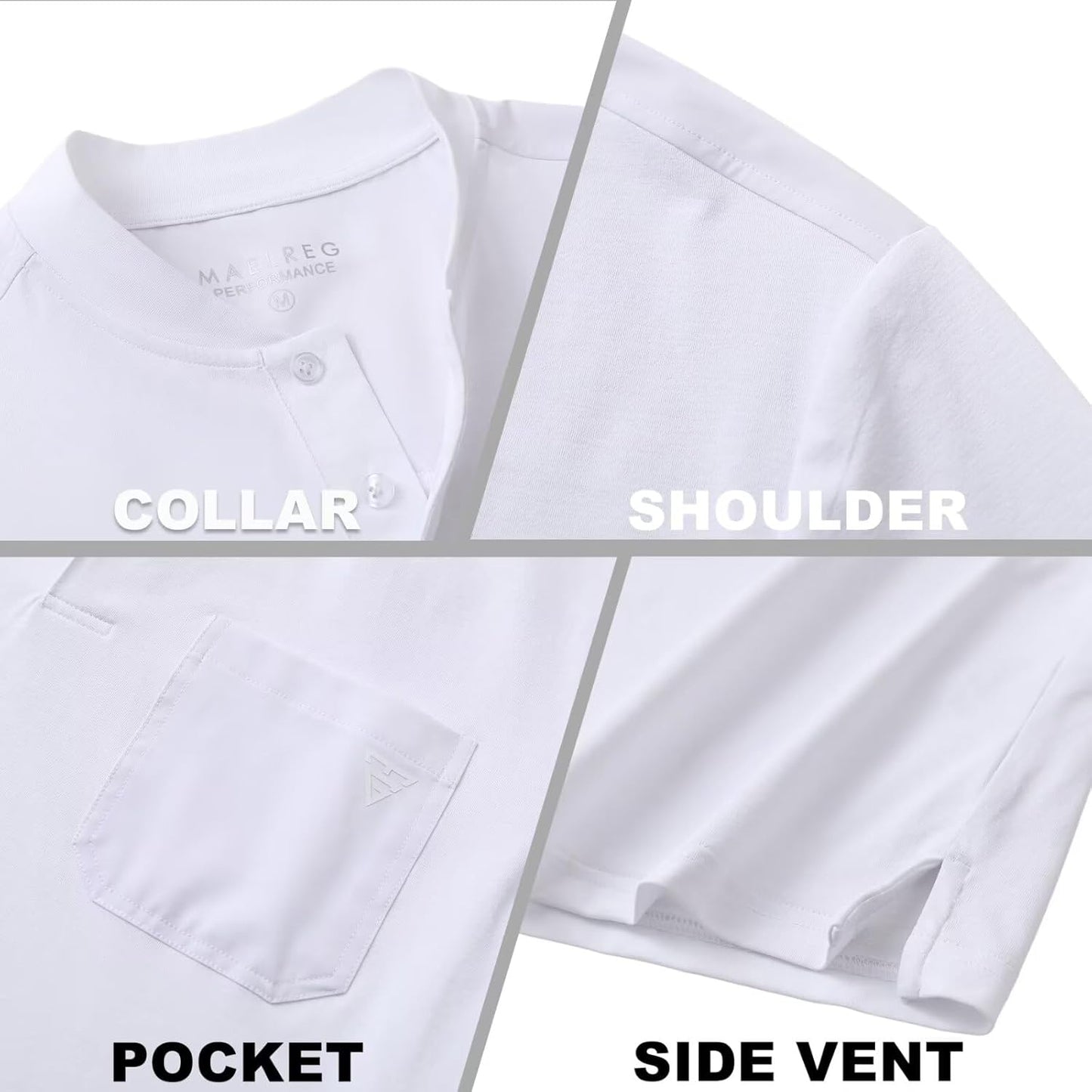M MAELREG Collarless Golf Shirts for Men Dry Fit Moisture Wicking Performance Solid Casual Mens Henley Shirts Short Sleeve