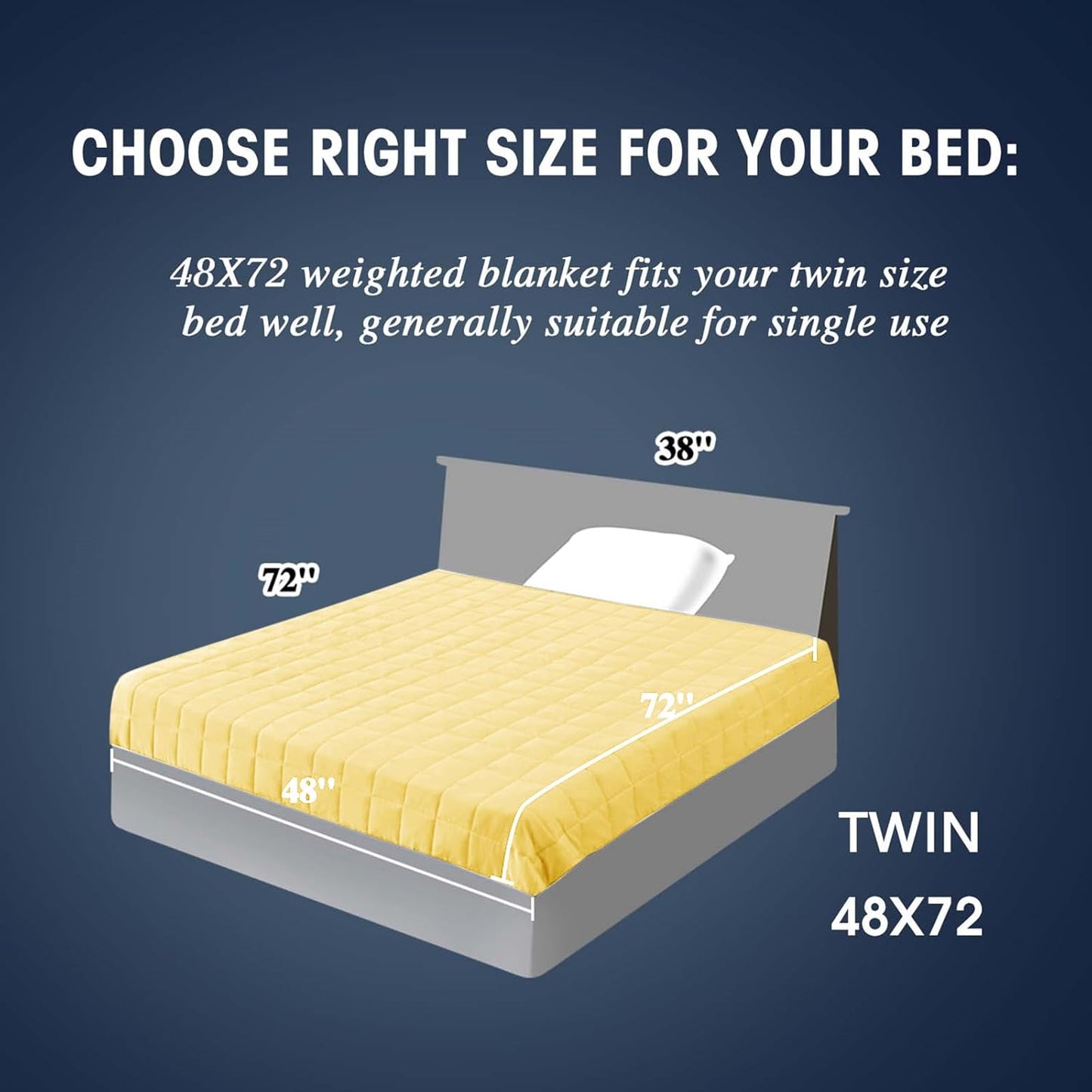 yescool Weighted Blanket for Adults (15 lbs, 48" x 72", Yellow) Cooling Heavy Blanket for Sleeping Perfect for 160-180 lbs, Twin Size Breathable Blanket with Premium Glass Bead, Machine Washable