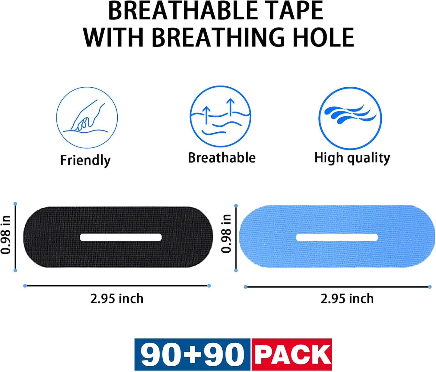 180 PCS Bowling Thumb Tape with Breathing Holes - Breathable & Sweat Proof Sports Tape for Men Women, Finger Grip Protection for Bowling, Yoga, Fitness (Black & Blue)