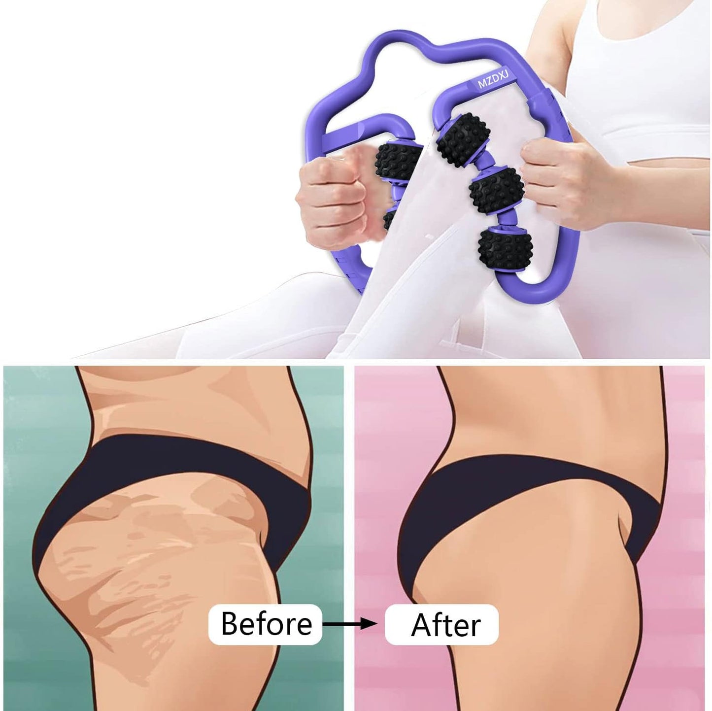 Cellulite Massage Tool Deep Fascia Massager & Dimpled Skin Remover for Legs - Anti-Cellulite Roller Tech with Lymphatic Drainage, Smooth Skin & Pain Relief for Thighs & Buttocks Sculpting