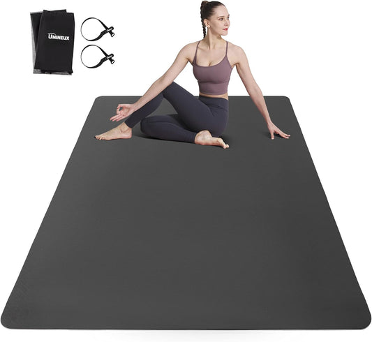 Large Yoga Mat for Men and Women 1/4 & 2/5 Inch Extra Thick TPE Fitness Mat for Home Gym Workout, Non-Slip, Eco Friendly Exercise Mat for Yoga, Pilates, Stretching, Meditation