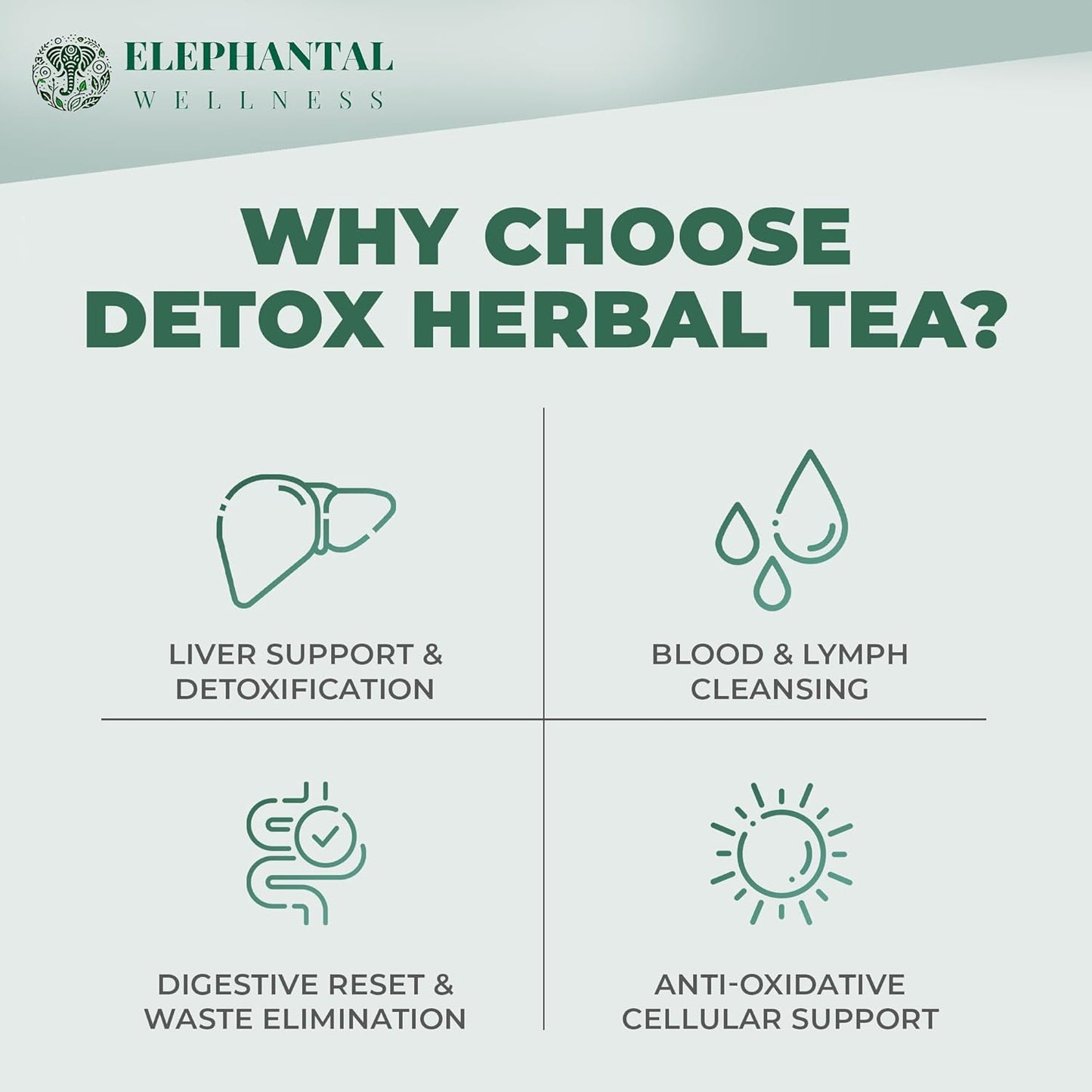 Elephantal Wellness Premium Detox Herbal Tea | Daily Liver, Kidney, Blood & Digestive Support with Turmeric, Milk Thistle, Dandelion & Burdock | Non-GMO, Handmade, Caffeine-Free Loose Leaf Blend - 4oz, 40 Servings