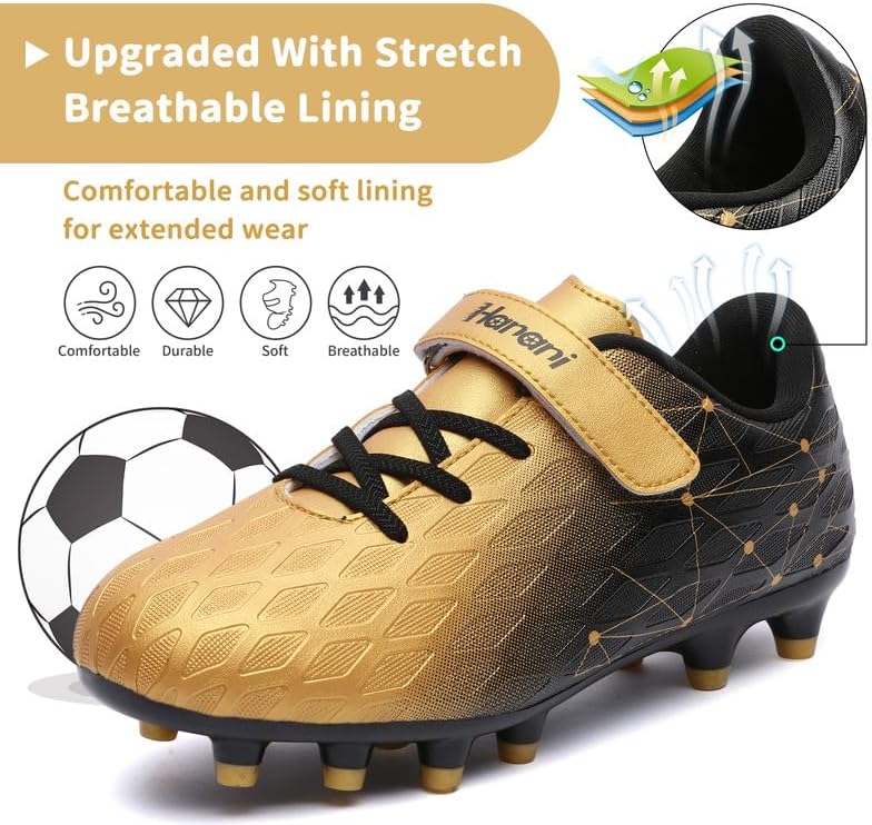 Hanani Boys Soccer Cleats Kids Girls FG/AG Soccer Athletics Sport Shoes Training Shoes Running Shoes Teenager Indoor Outdoor Football Shoes Sneakers for Unisex