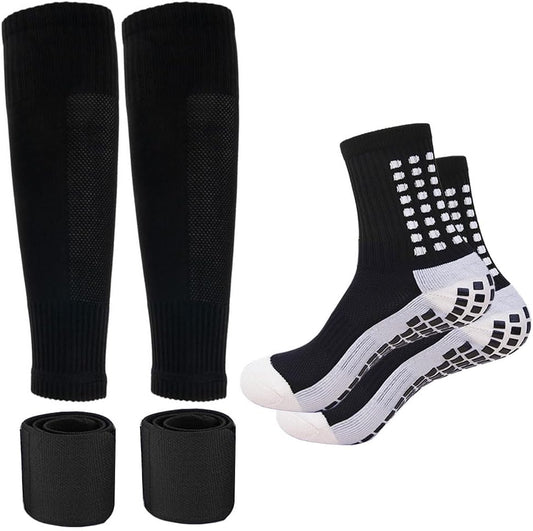 Men's Soccer Non Skid Ball Socks Anti Slip Grip Non Slip Socks, Shin Guard Sleeves, With Or Without Guard Straps for Football