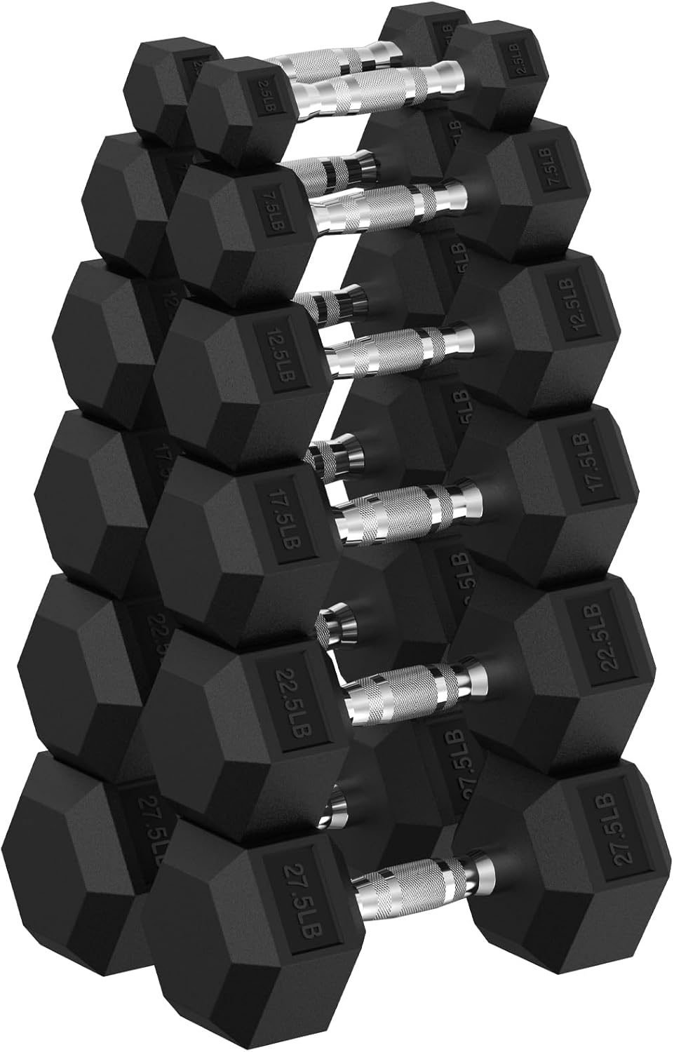 Hex Dumbbell Set, 45-400 lb Set Rubber Encased Exercise & Fitness Dumbbells, Weights Dumbbells Set, Hand Weight for Strength Training
