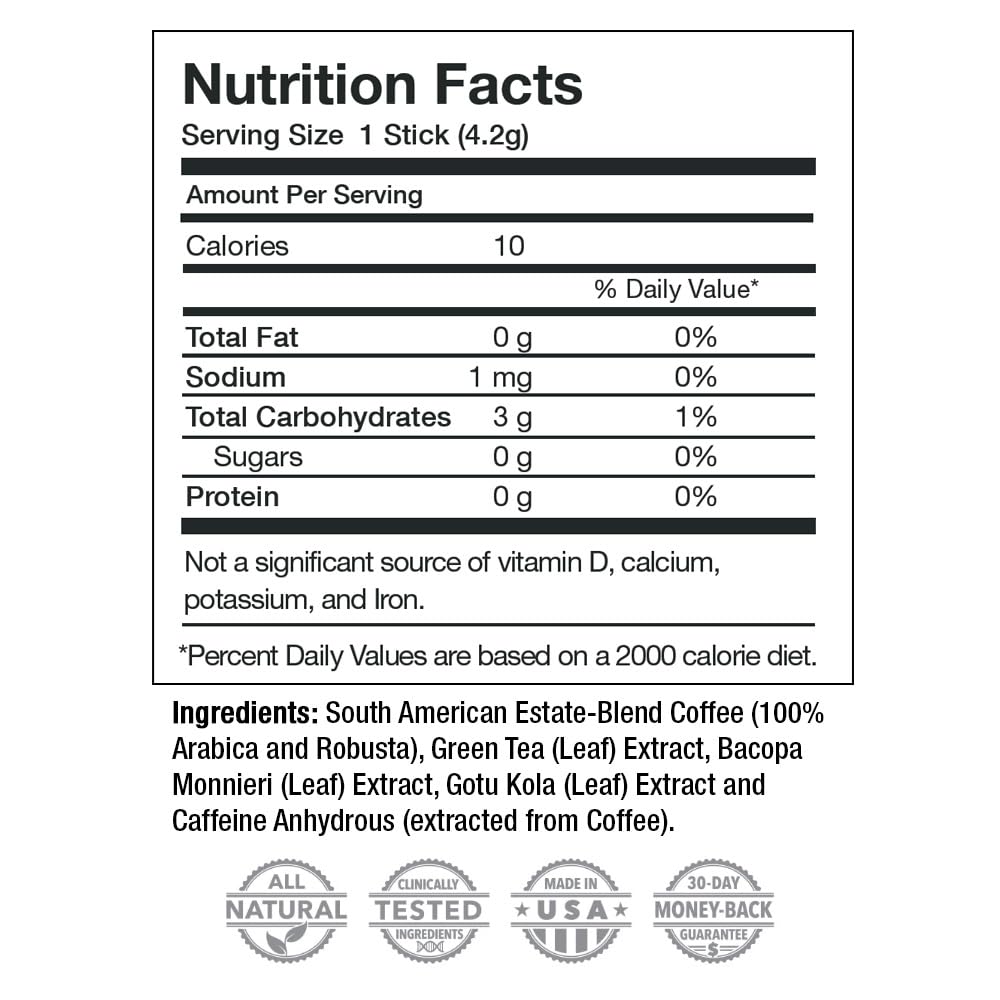 Javita Energy + Focus Instant Coffee Packets, 100% South American Arabica & Robusta Blend, plus Herbs for Clarity, Energy, & Focus, Keto, Dieters Drink, 2 box / 24 (4.2g Sticks), 48 Count