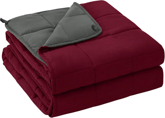 yescool Weighted Blanket for Adults (12 lbs, 60" x 80", Red Grey) Cooling Heavy Blanket for Sleeping Perfect for 110-130 lbs, Queen Size Breathable Blanket with Premium Glass Bead, Machine Washable