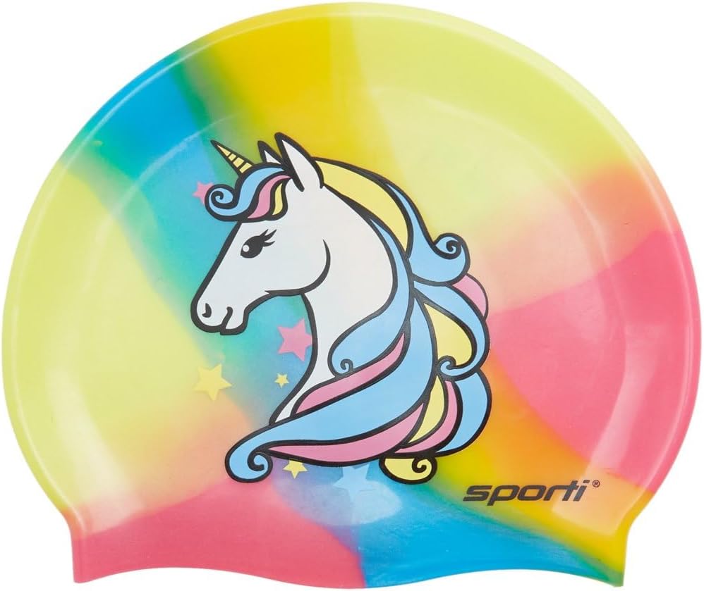 Sporti Silicone Swim Cap for Kids, Unisex Youth Swimming Cap, Protection Bathing Caps for Your Children, Aged 2-10