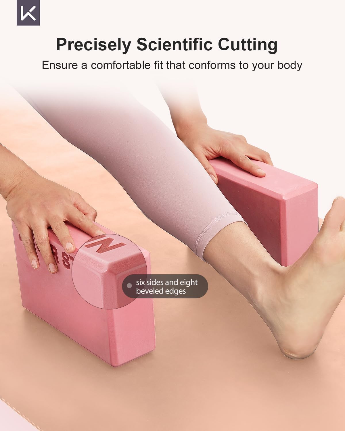 KEEP Yoga Block, High-Density EVA Foam 2 Pack Yoga Block with Non-Slip Textured Surface, Supportive, Lightweight - Ideal for Yoga, Pilates, and Stretching Exercises