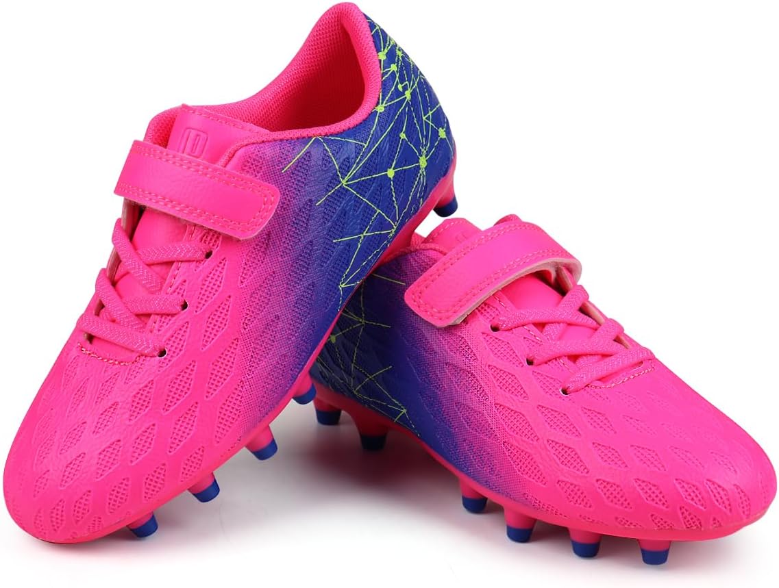 brooman Kids Firm Ground Soccer Cleats Boys Girls Athletic Outdoor Football Shoes