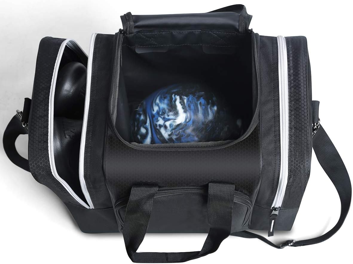 Mangrove Bowling Ball Bag for Single Ball, 2020 Bowling Ball Tote Bowling Bag with Padded Ball Holder - Fits Bowling Shoes Up to Mens Size 14 and Accessories (Black)