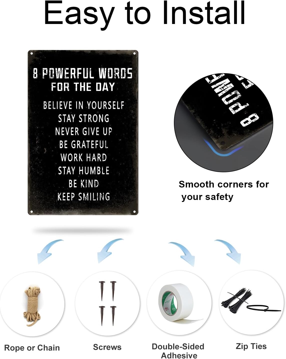 ALKB Inspirational Wall Art Metal Sign 8 x 12 Inch, Inspiring Positive Quotes Room Decor for Living Room Bedroom Classroom Gym, Motivational Wall Decor for Teen