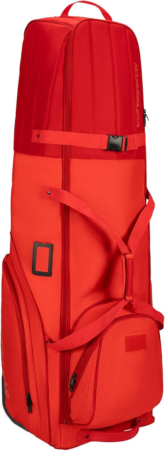 MANUEKLEAR 1680D Nylon Travel Golf Bags Club for Airlines with Wheels, Golf Travel Bags for Airlines with Padded Top, Golf Travel Case Cover with 3 Large Pocket for Golfer