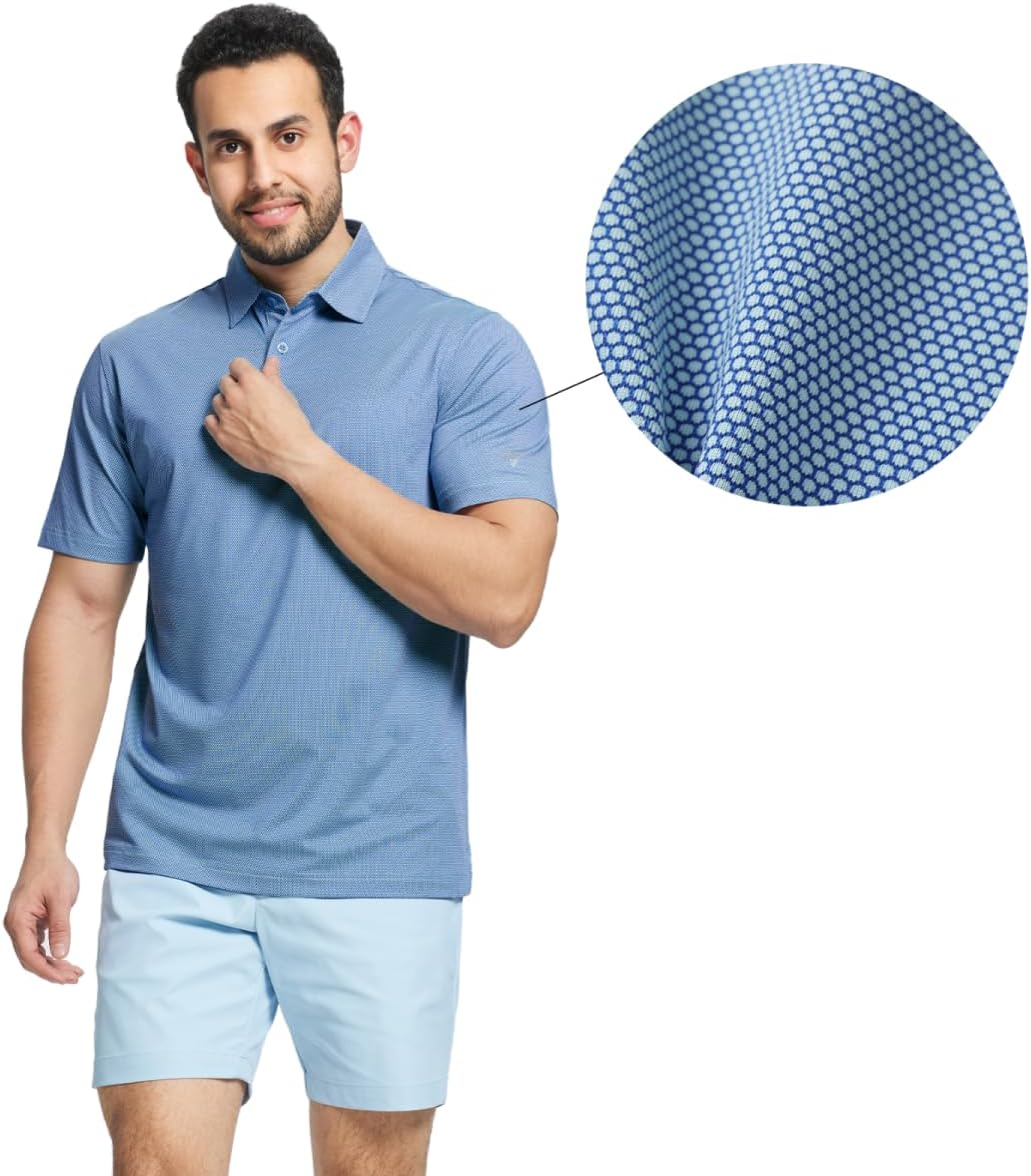 M MAELREG Golf Shirts for Men Dry fit Sports Jacquard Lightweight Performance Texture Short Sleeve Collared Polo Shirts