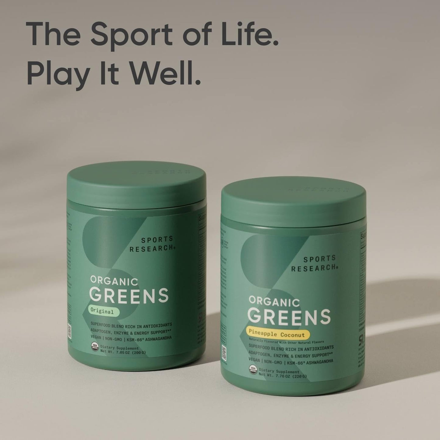 Sports Research® Organic Pineapple Coconut Greens - Digestive Health, Natural Energy & Mood Support* - Certified Organic Powder - 20 Servings