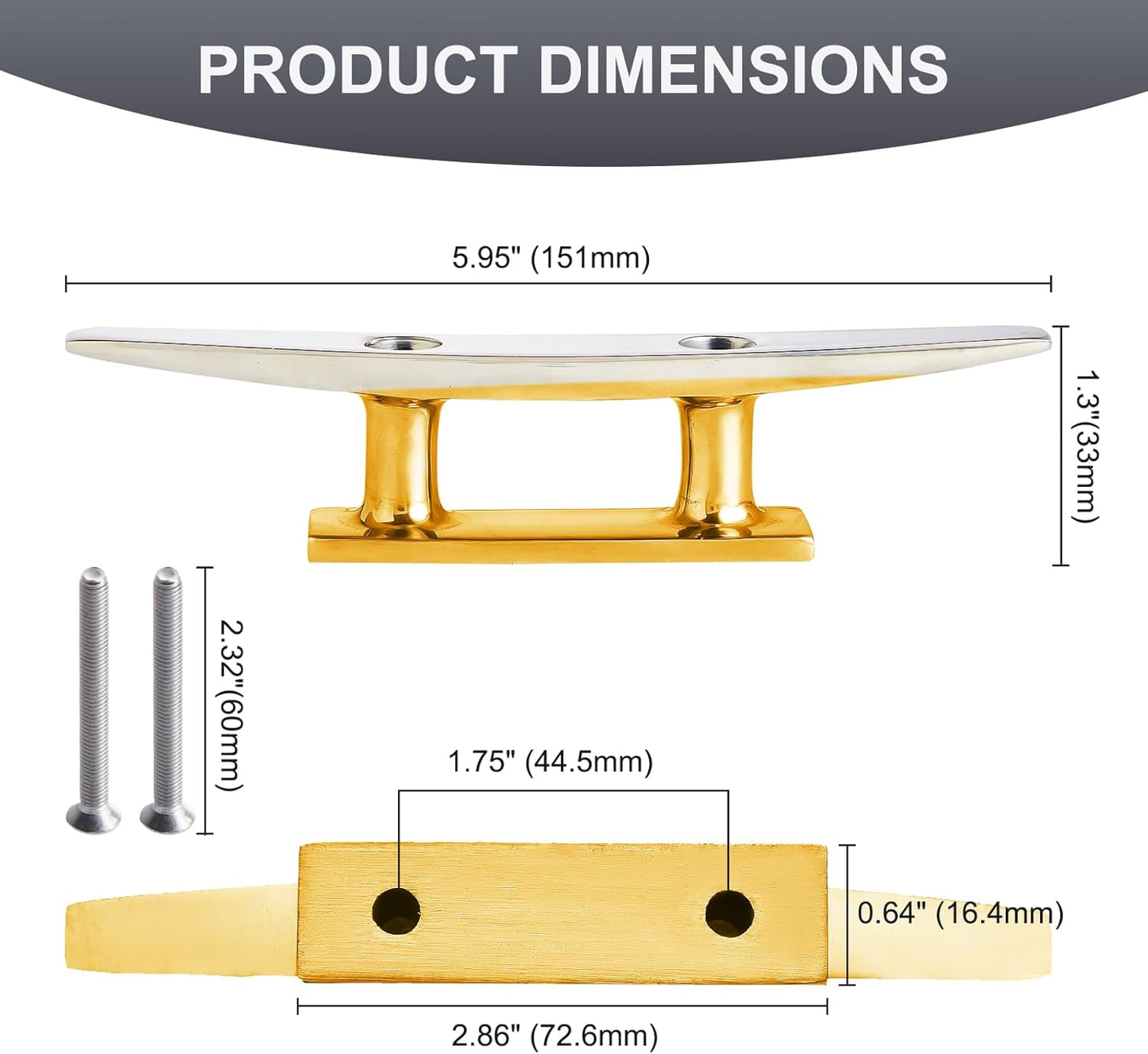 Boat Dock Cleat, 316 Marine Grade Stainless Steel Open Base Cleats with Hardware, Heavy Duty Mooring Accessories for Yacht Kayak Jetski (2-Pack)