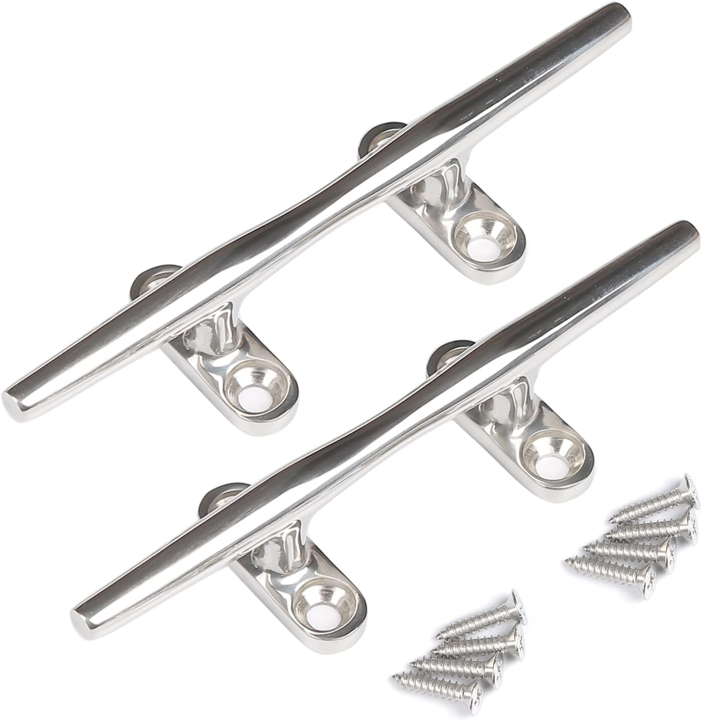 Boat Cleats 4 inch/5 inch/6 inch/8 inch Marine Dock Cleats Stainless Steel Boat Rope Cleat with Fasteners for Marine, Deck, Nautical Décor