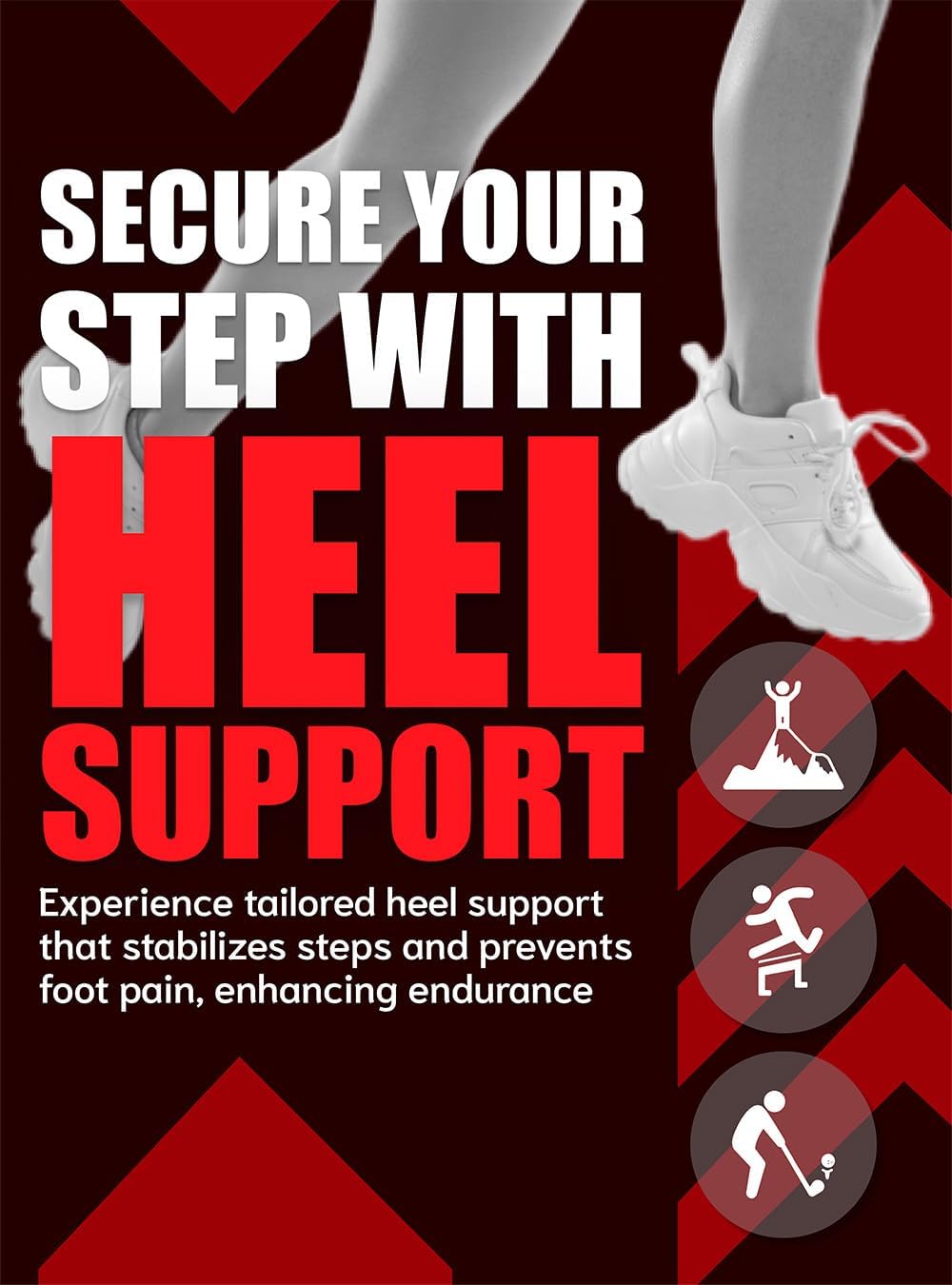 Flex Fit Sport Insoles - Medium Arch Support Inserts - Running Insoles for Sneackers - Shoe Inserts for Men and Women (Red, M)