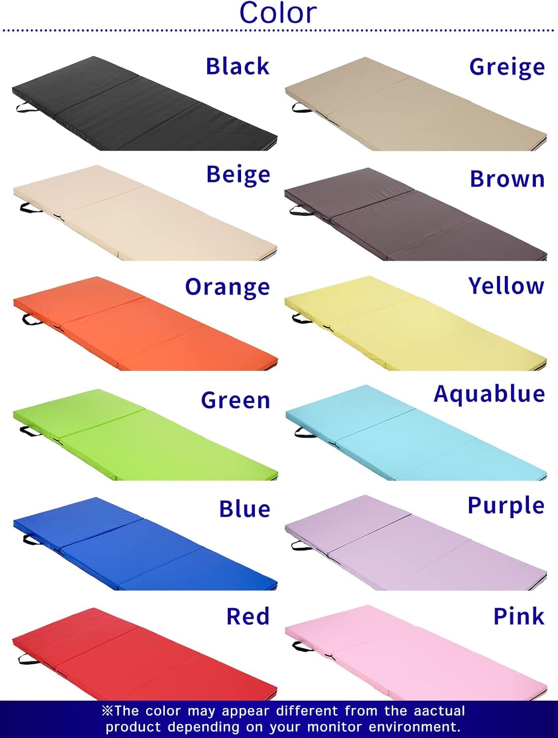 KaRaDaStyle Gymnastics Mat Folding Stretch Mats 71"x31"x2" Exercise Muscle Training Children Play Horizontal Bar Mat Yoga Sports Soundproof Home Use