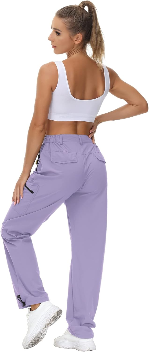 VVK Women's Hiking Cargo Pants Lightweight Quick Dry Outdoor Athletic Pants Camping Climbing Golf Zipper Pockets