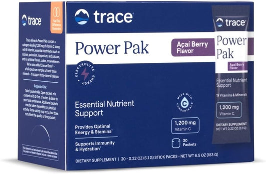 Trace Minerals Research Electrolyte Power Pak Acai Berry, 32 Count, 0.31 Ounce