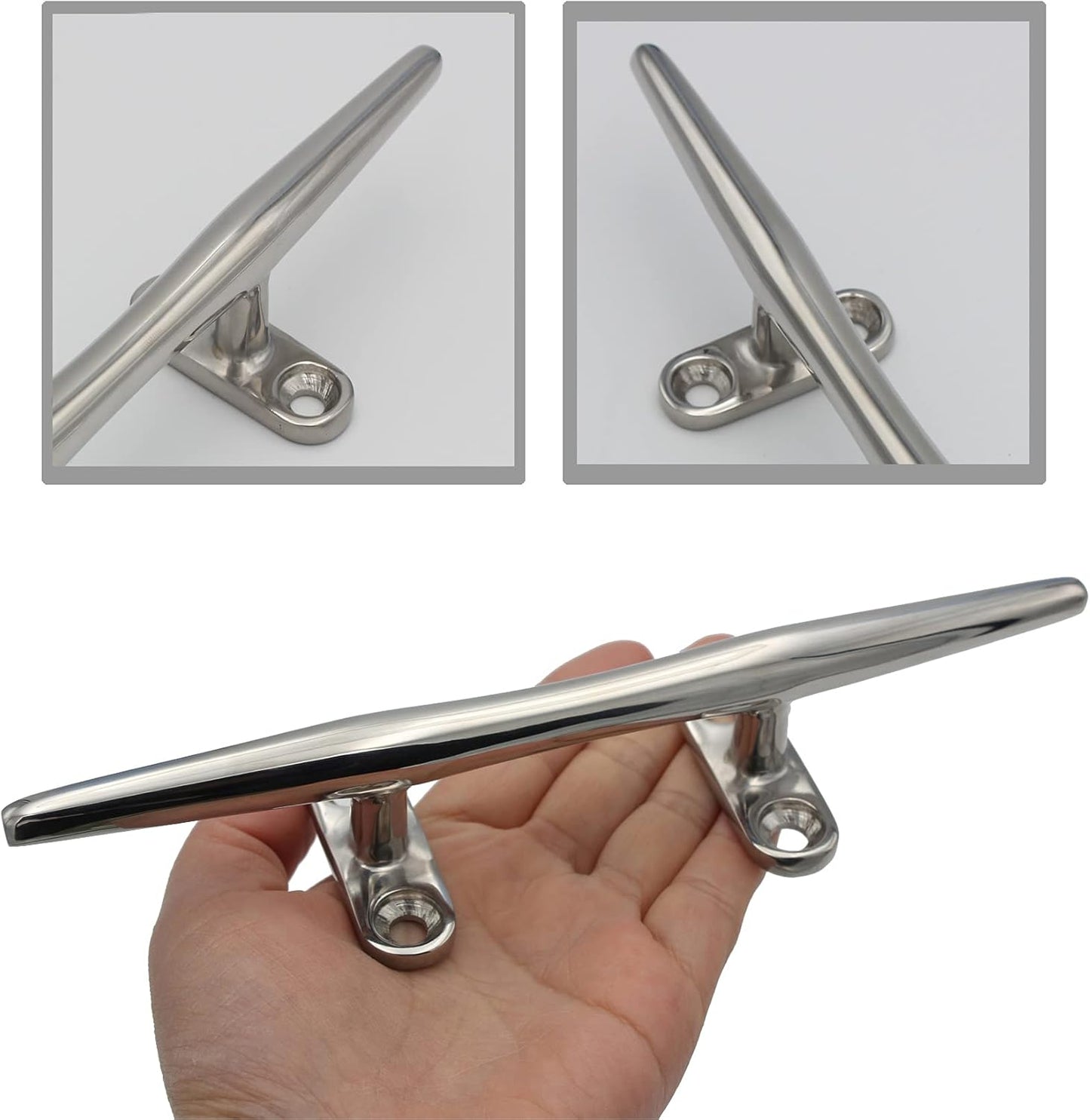 8/10/12/15 inch Dock Cleats - 316 Stainless Steel Boat Cleats Boat Dock Cleats,Open Base Dock Cleat with Fasteners,Marine Cleat Rope Cleat Boat Cleat for Boat/Deck/Nautical Decor(1,2,4,6 Pack)