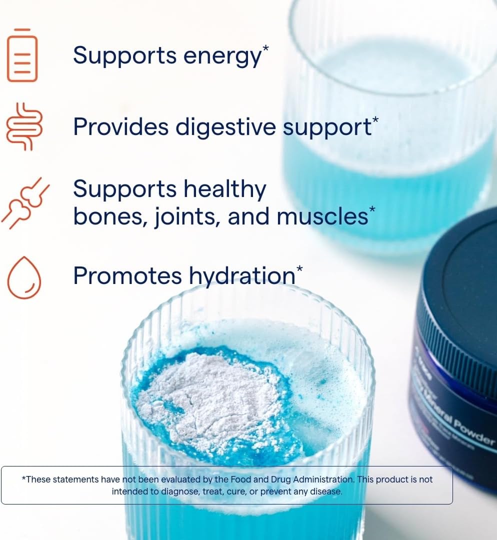 Trace Minerals ConcenTrace Daily Mineral Powder 60 Servings - 700mg of ConcenTrace per Serving (About 15 Drops) Full Spectrum for Whole Body Wellness- Blue Raspberry Flavor