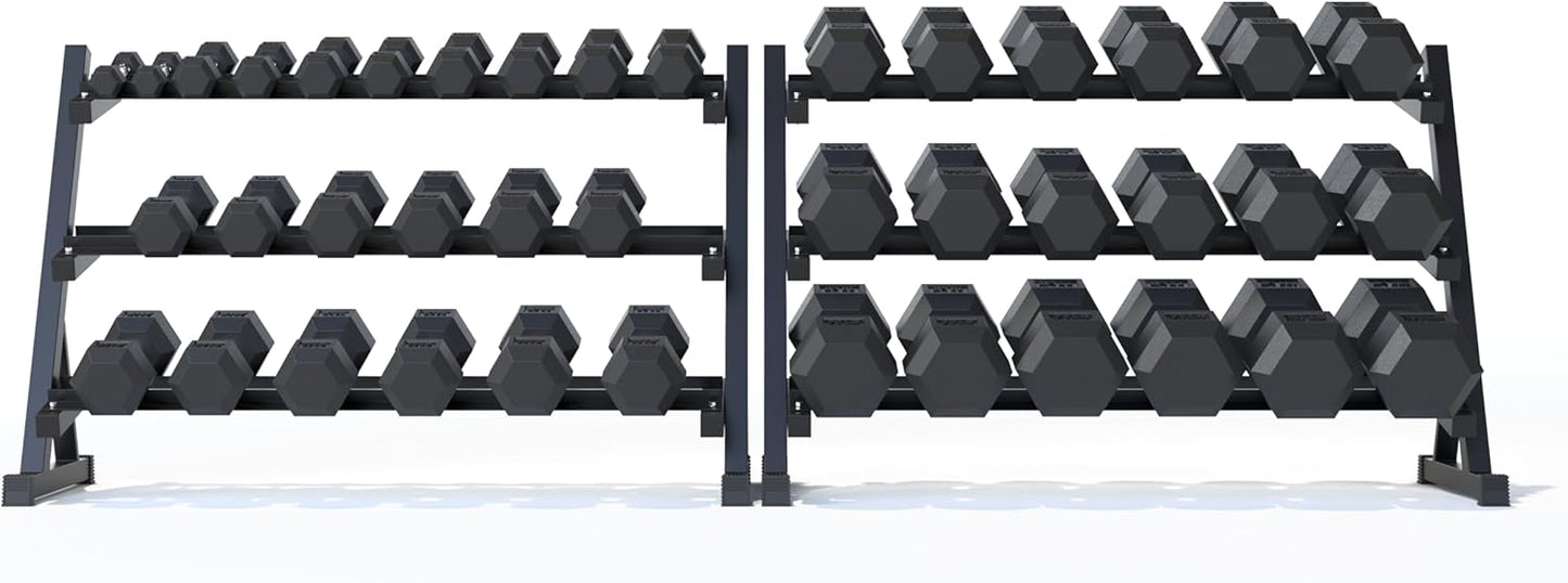 Rubber Hex Dumbbell Set with Rack, 10/12/20 Pair (550/780/1200/1550/2100 lbs total) Weight Rack with Dumbbells, Rubber Coated Dumbbell Set with Rack Stand for Home Gym & Strength Training