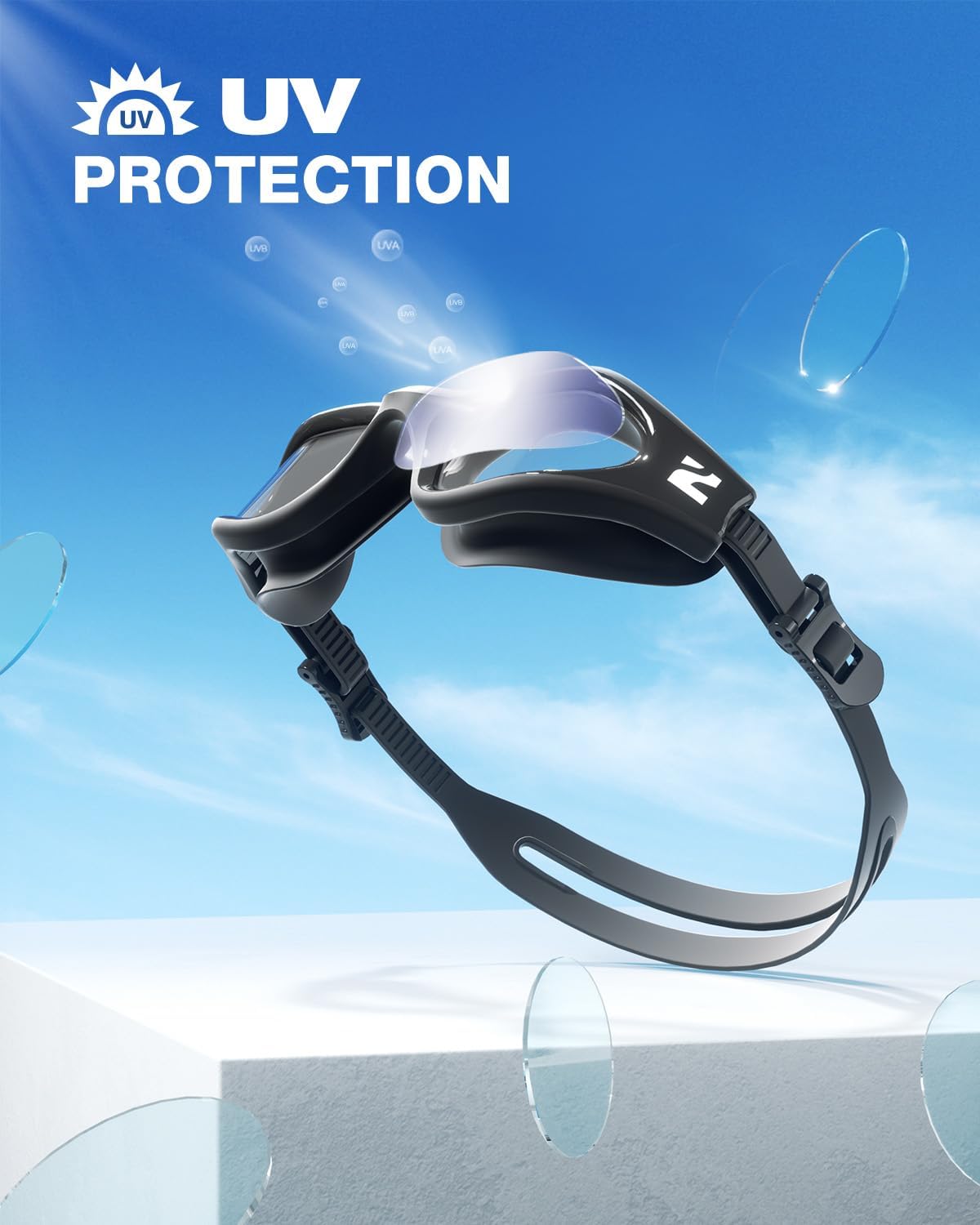 ZIONOR G1 Lite Swim Goggles with Swim Cap Comfortable Anti-fog Swimming Goggles Cap Set for Adult Men Women