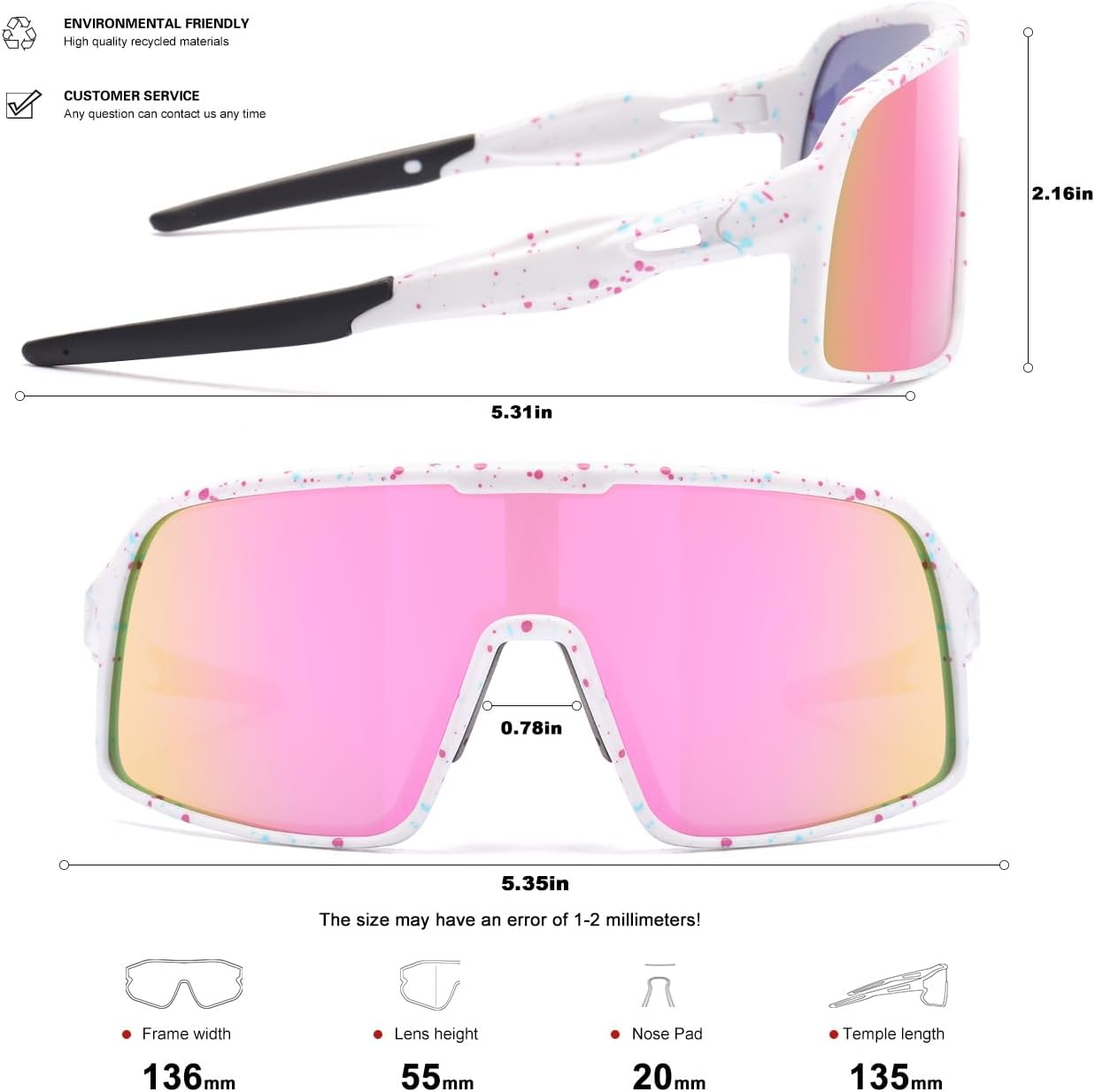 Polarized Sports Sunglasses for Men and Women Cycling Glasses UV Protection Goggles for Mountain Bike Running Fishing