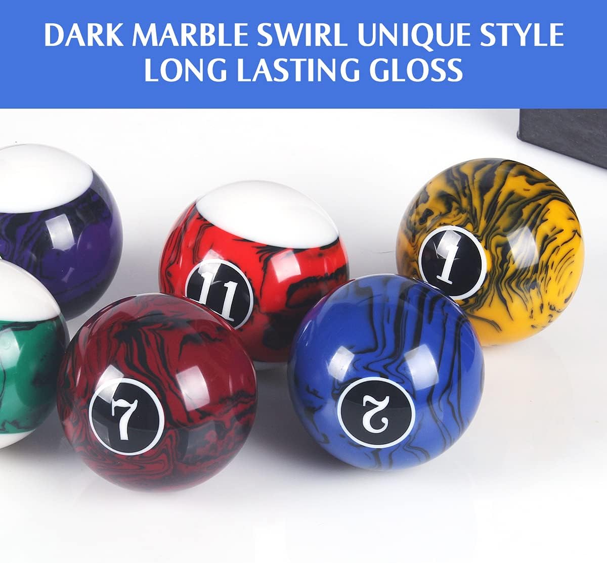 Billiard Balls Set Pool Table Balls Marble-Swirl Style 16 Ball Set