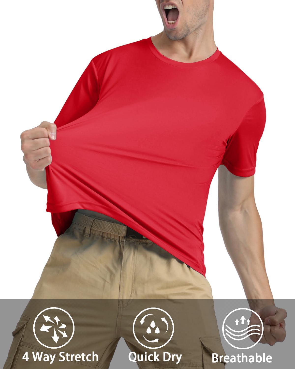 KEFITEVD Men's Short Sleeve UPF 50+ Sun Protection Shirts Quick Dry Rashguard Swim Shirt SPF Workout Fishing Athletic T-Shirt