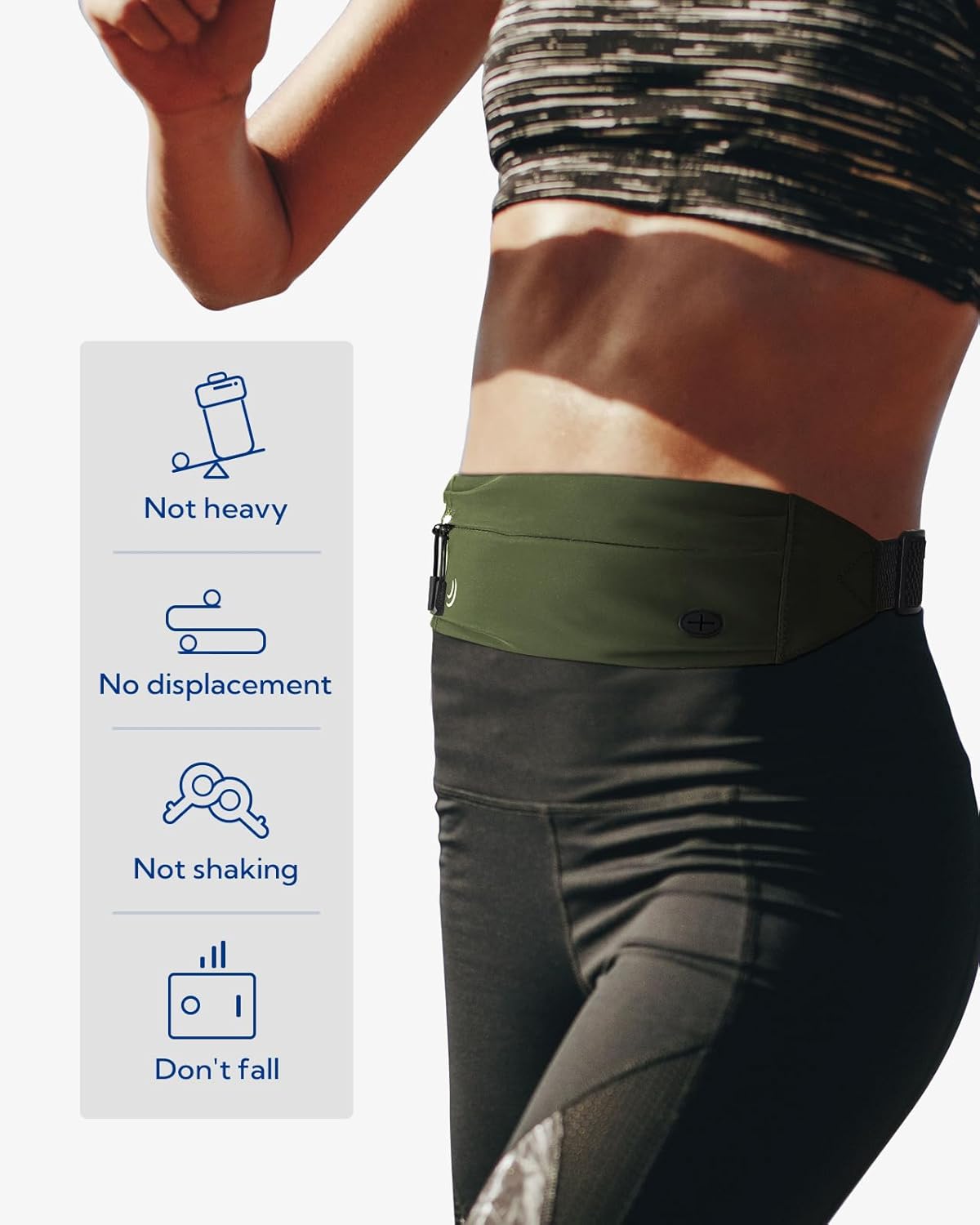 WATERFLY Running Belt Fanny Pack: Runner Marathon Jogging Waist Pack Sport Workout Exercise Fitness Phone Holder Belt for Men Women Jogger Slim Waistband