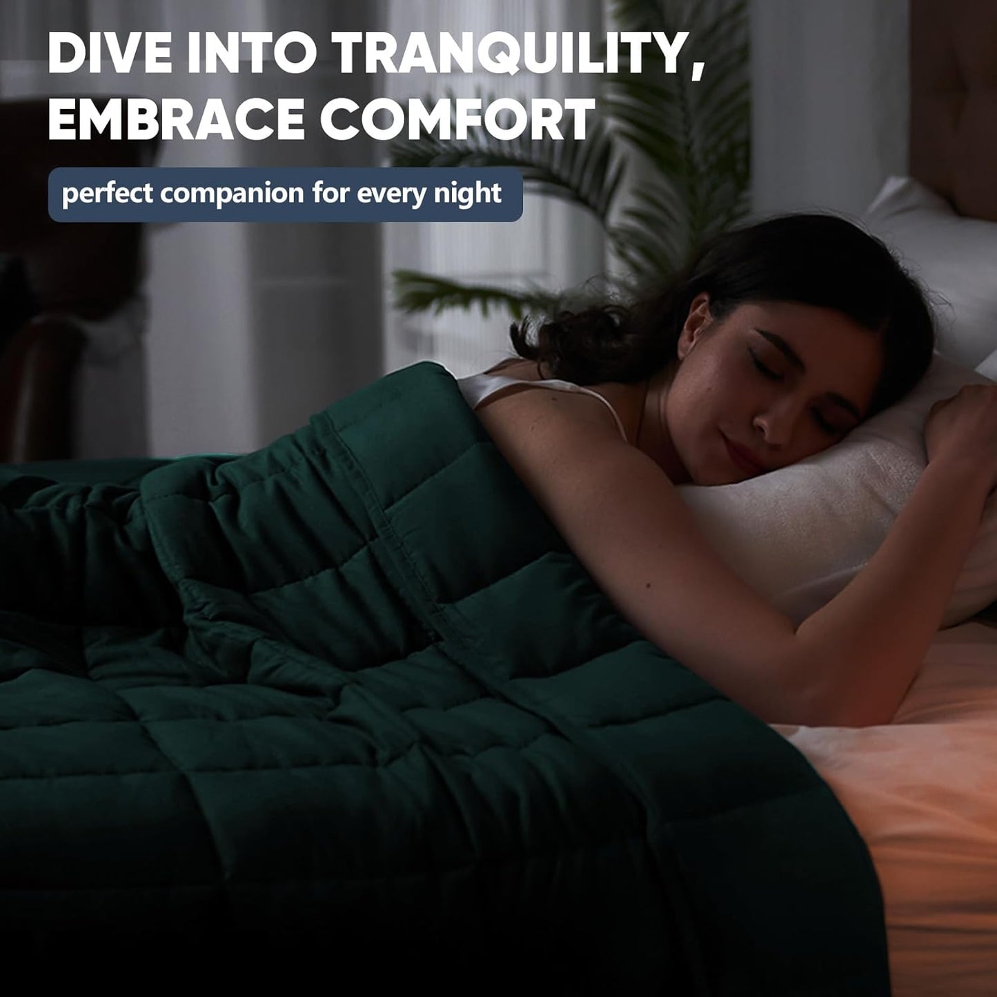 King Size Weighted Blanket for Adults (20 lbs, 80” x 87”, Dark Green) Cooling Heavy Blanket for Sleeping Perfect for 190-210 lbs, Breathable Blanket for Adults & Couple All Season, Machine Washable