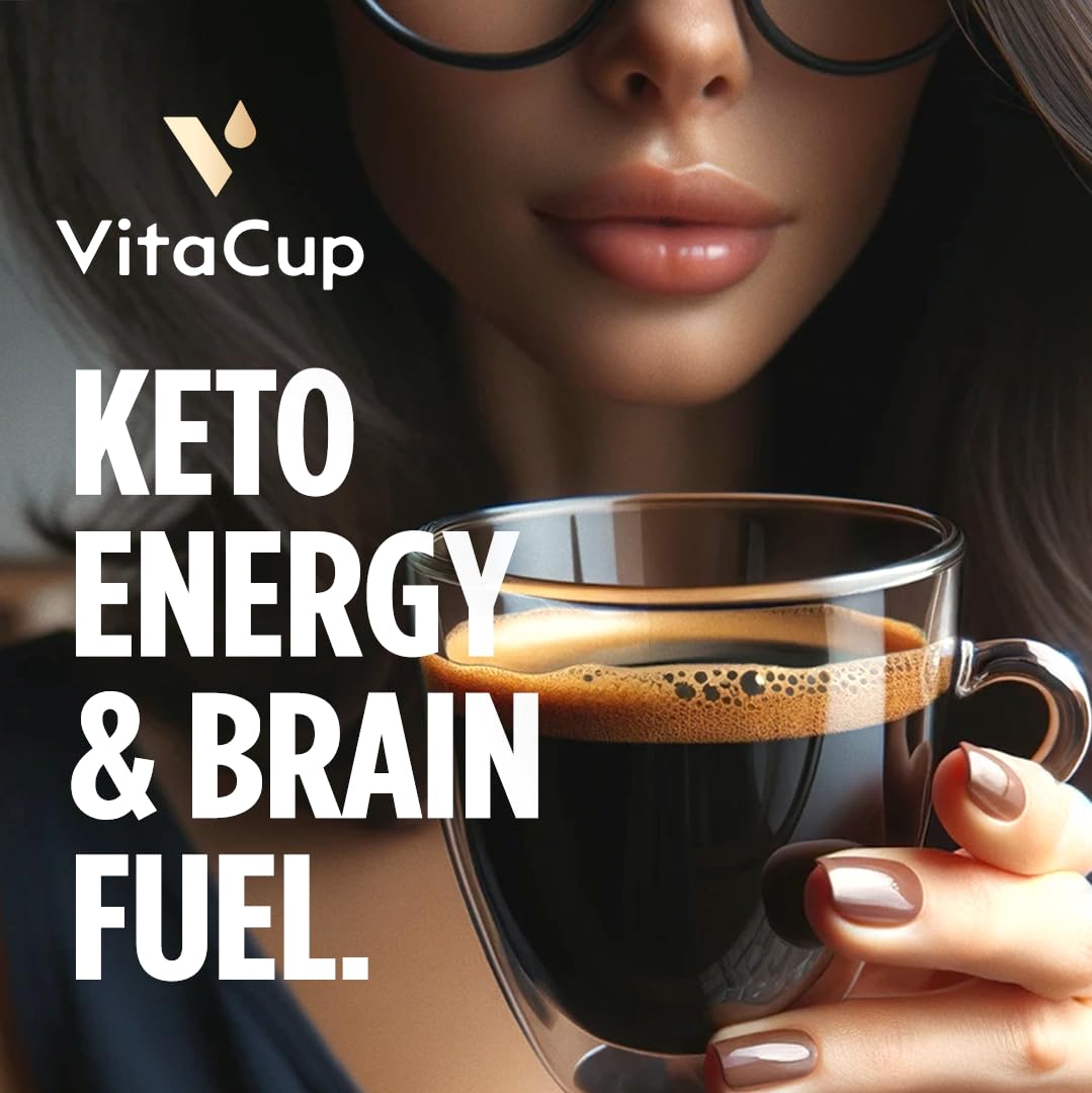 VitaCup Genius Ground Keto Coffee w/Turmeric, MCT Oil, B Vitamins, D3, Ground Coffee Medium Dark Roast, Bold & Smooth, 100% Arabica Coffee Grounds, 4 bags, 11oz each