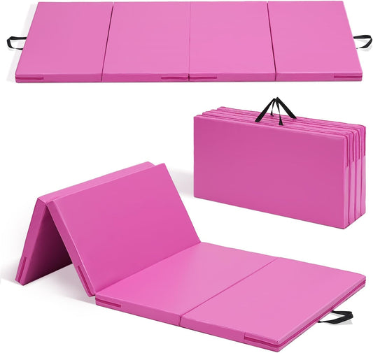 ZENOVA Gymnastics Mat 6'x3'x2''/4'x8'x2'' Exercise Mat Gym Mat for Home Aerobics Workout Foldable Tumbling Mat Children Gifts