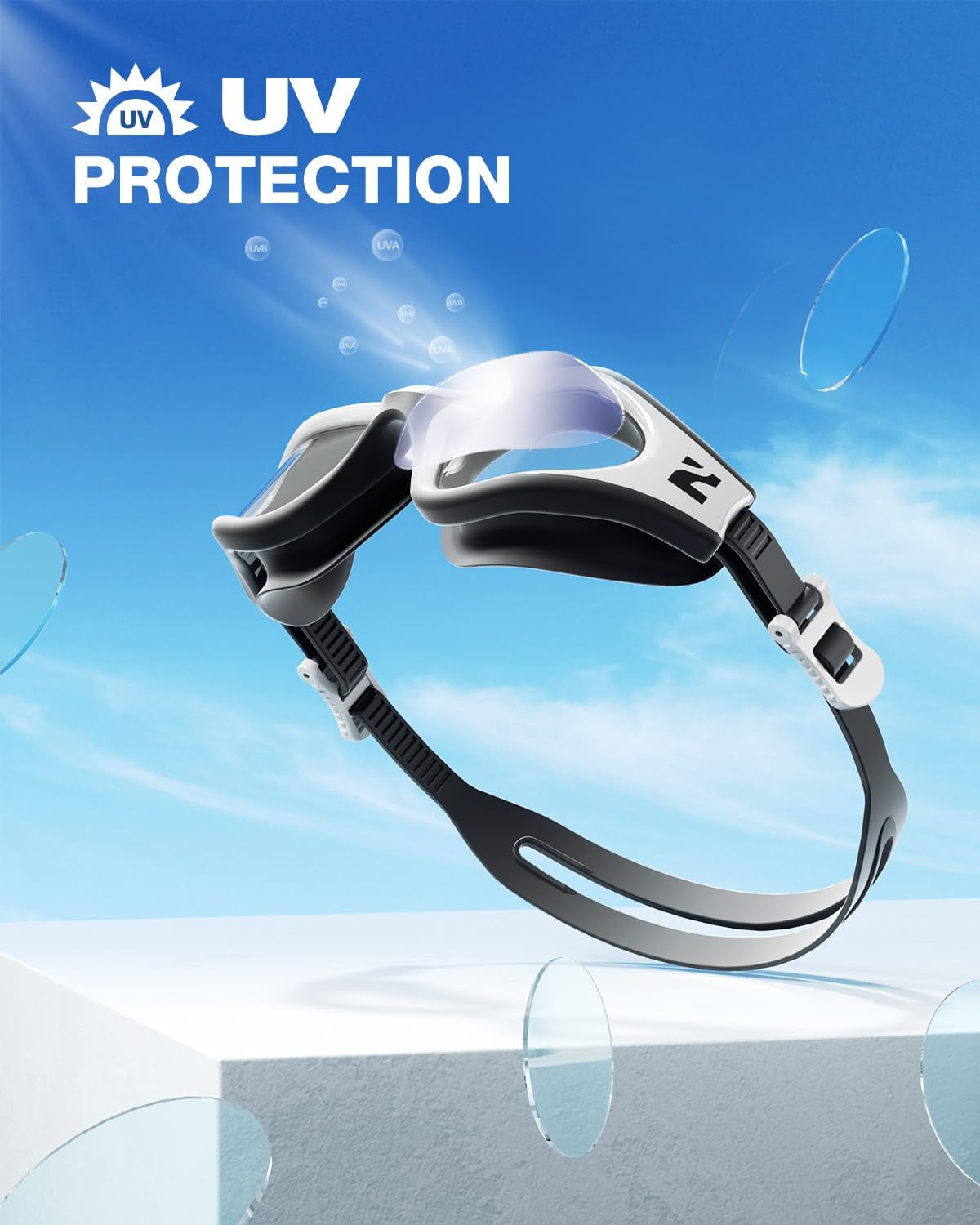 ZIONOR G1 Lite Swim Goggles with Swim Cap Comfortable Anti-fog Swimming Goggles Cap Set for Adult Men Women