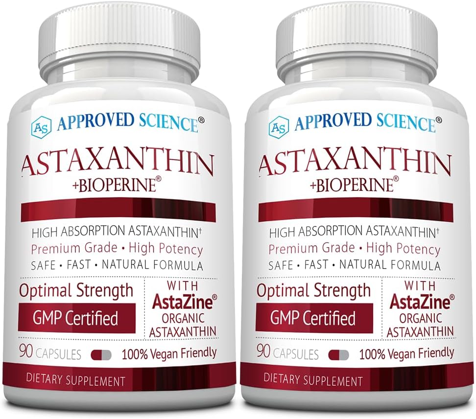 Approved Science® Astaxanthin 12 mg - Extra Strength Antioxidant - Supports Heart, Eyes, Skin - 180 Vegan Capsules - 6 Month Supply