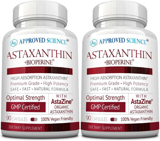 Approved Science® Astaxanthin 12 mg - Extra Strength Antioxidant - Supports Heart, Eyes, Skin - 180 Vegan Capsules - 6 Month Supply