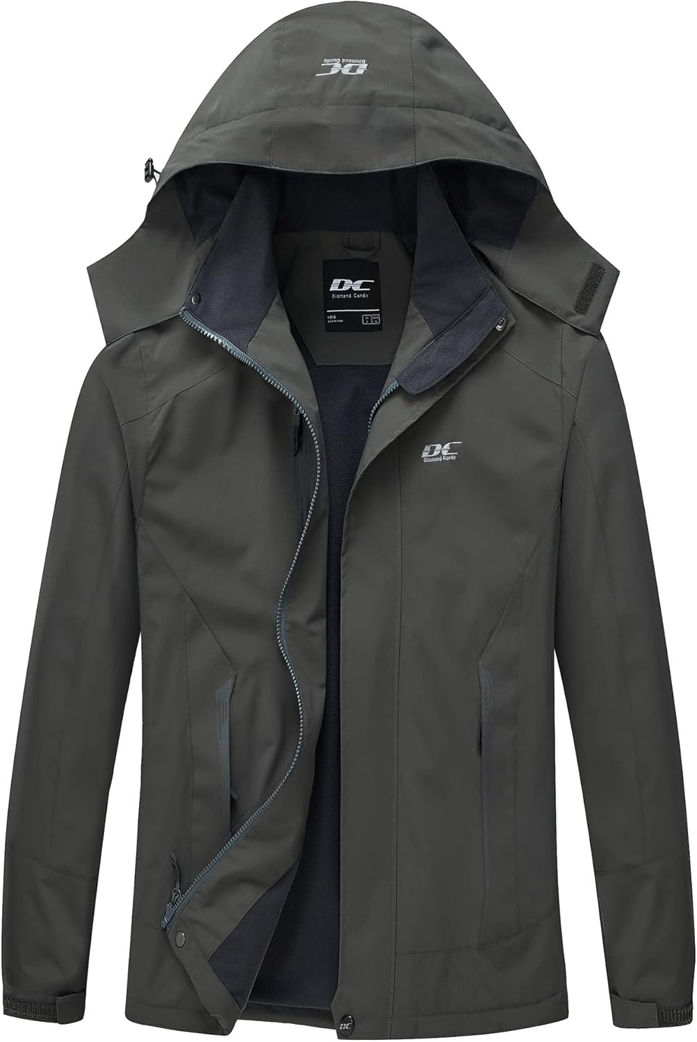 Diamond Candy Men's Hooded Waterproof Jacket Lightweight Rain Jacket Outdoor Casual Sportswear