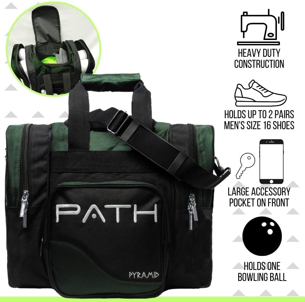 Pyramid Path Pro Deluxe Single Bowling Ball Tote - Holds One Ball, One Pair Shoes Up to Mens 15