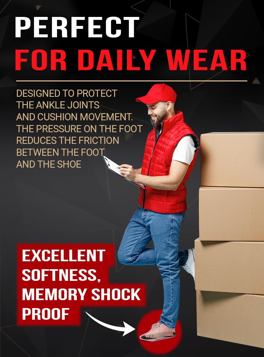 2 Pairs of Work Pro Comfort Insoles - Foot Pain Relief - Cushioning and Shock Absorption - Work Boot Insoles for Men Women - Non-Slip Anti Fatigue Inserts (XL, 2-Pairs-Black)