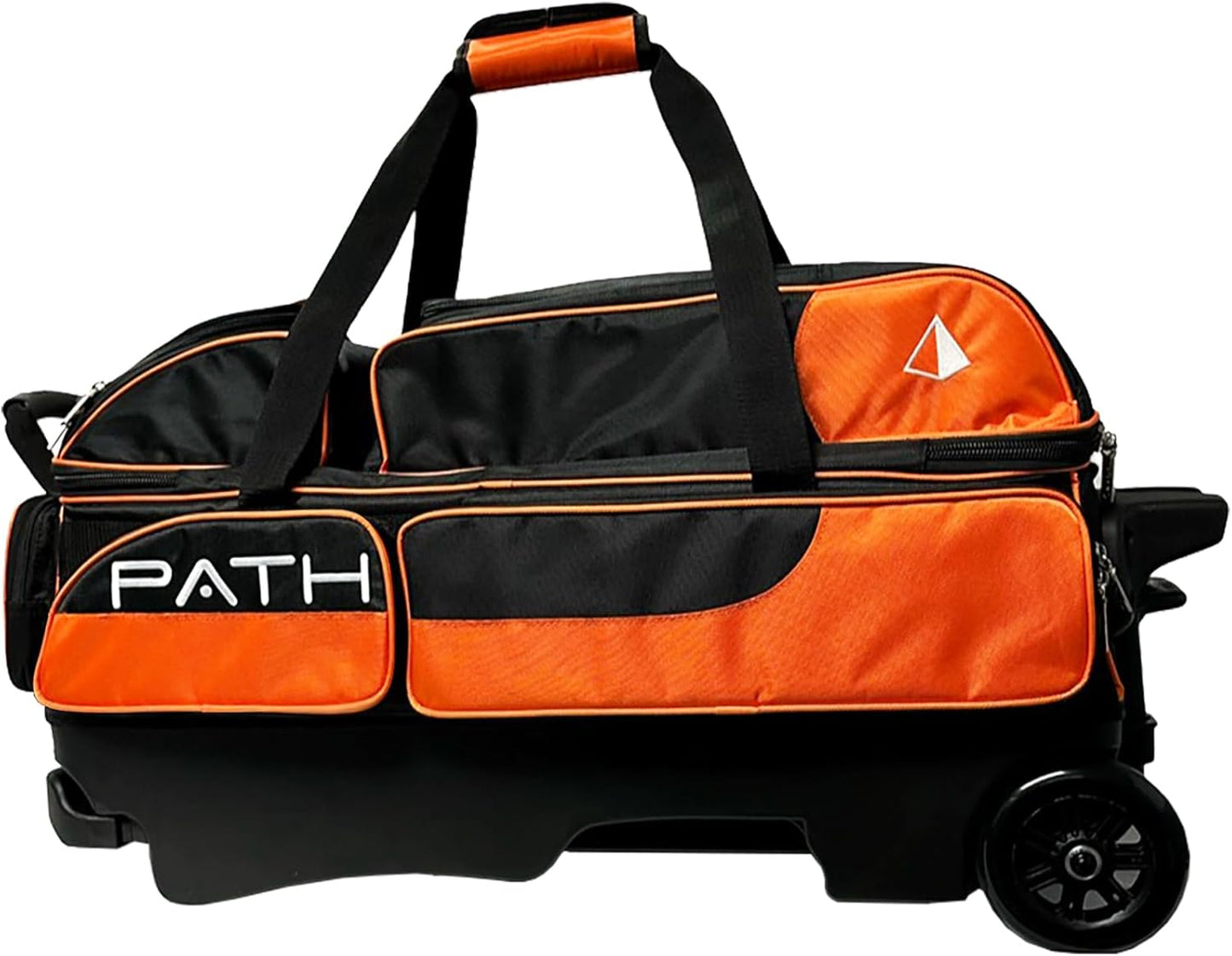 Pyramid Path Triple Premium Deluxe Roller Bowling Bag With Extra Large Separate Shoe Compartment (Up To US Mens Size 16) and 5 Accessory Pockets, 5" Wheels, Retractable Locking Handle - Extends to 42"
