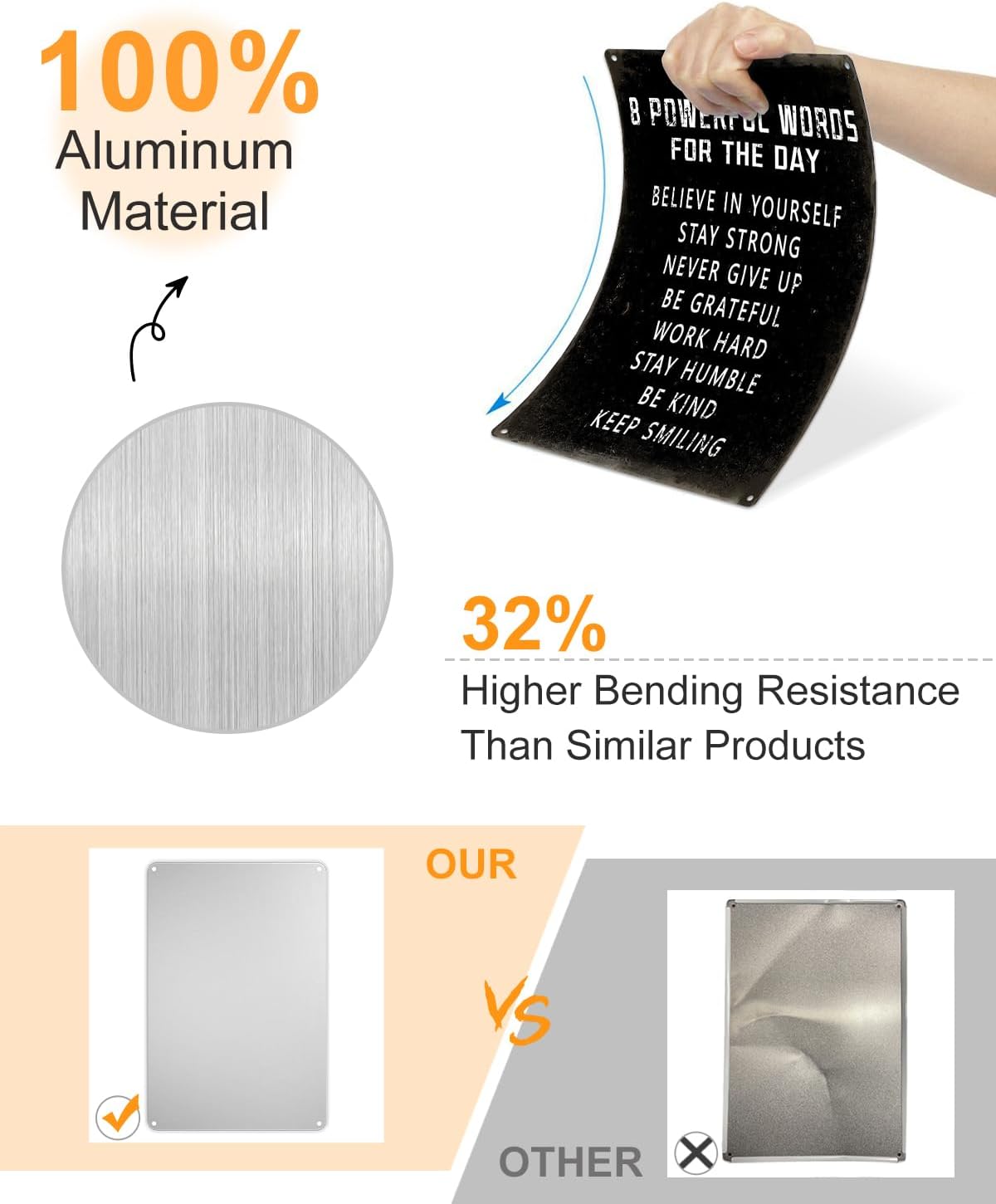 ALKB Inspirational Wall Art Metal Sign 8 x 12 Inch, Inspiring Positive Quotes Room Decor for Living Room Bedroom Classroom Gym, Motivational Wall Decor for Teen