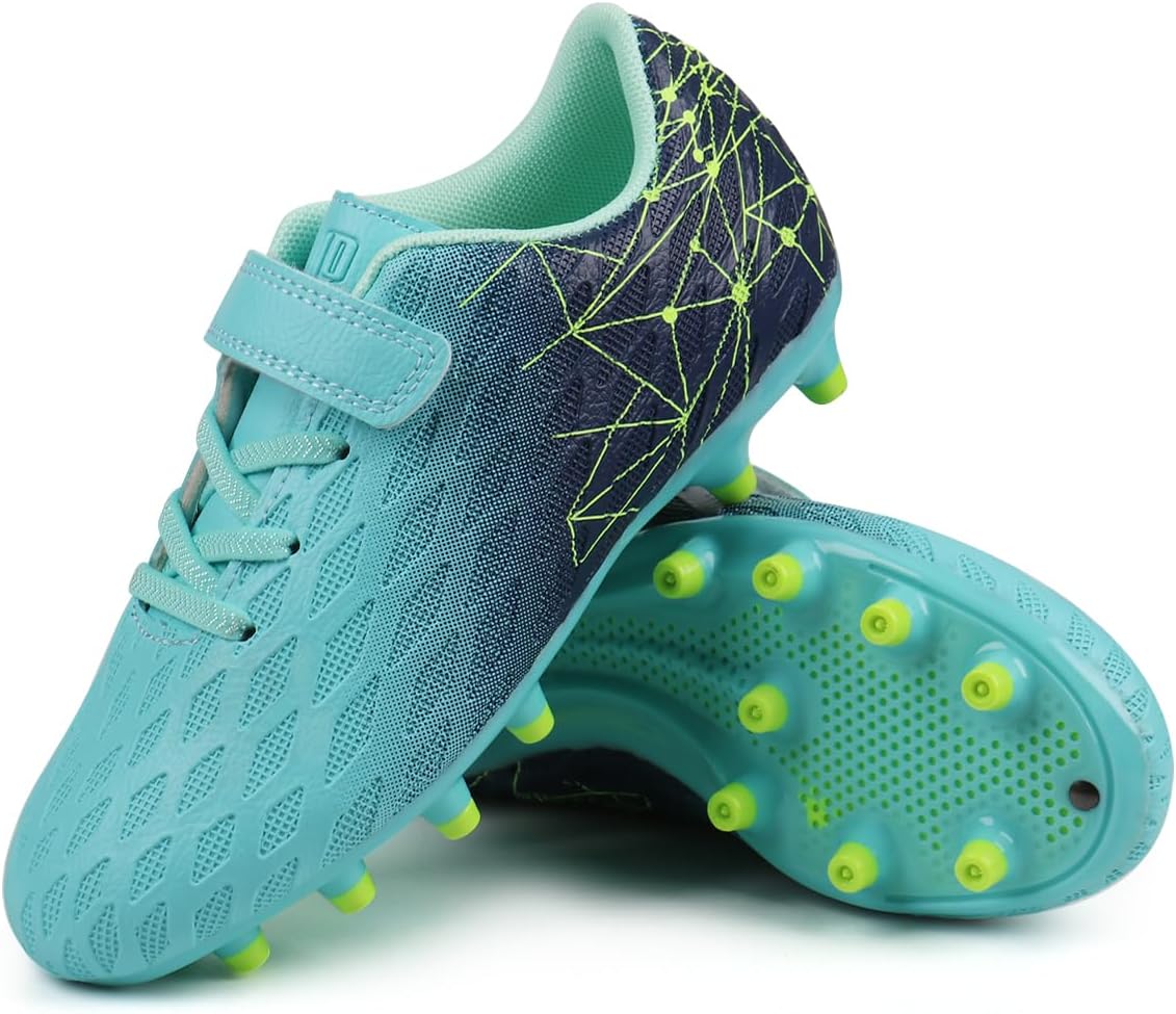 brooman Kids Firm Ground Soccer Cleats Boys Girls Athletic Outdoor Football Shoes