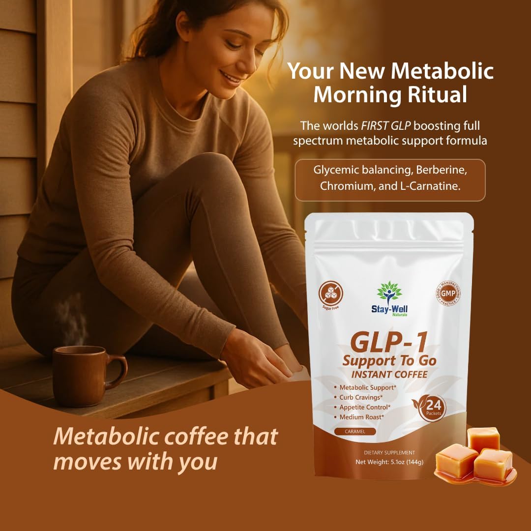Slim Coffee GLP-1 Supplement | GLP 1 Booster to Control Appetite and Cravings | Great Tasting Metabolic Support - Coffee Bean Extract, Green Tea, Yerba Mate (Caramel)
