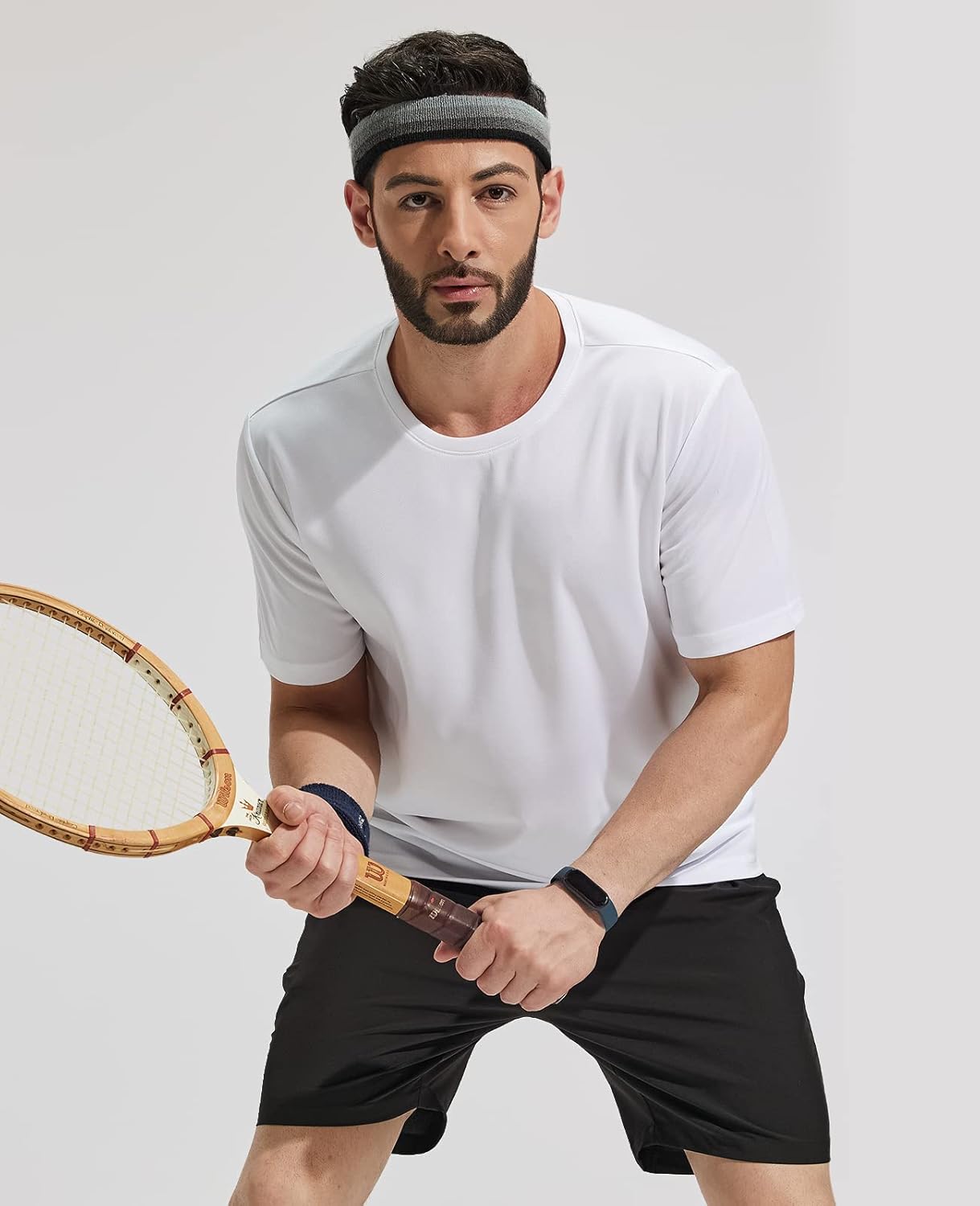 MIER Men's Quick Dry Workout Shirts Moisture Wicking Running Athletic Performance T-Shirts Recycled Polyester Top Tee