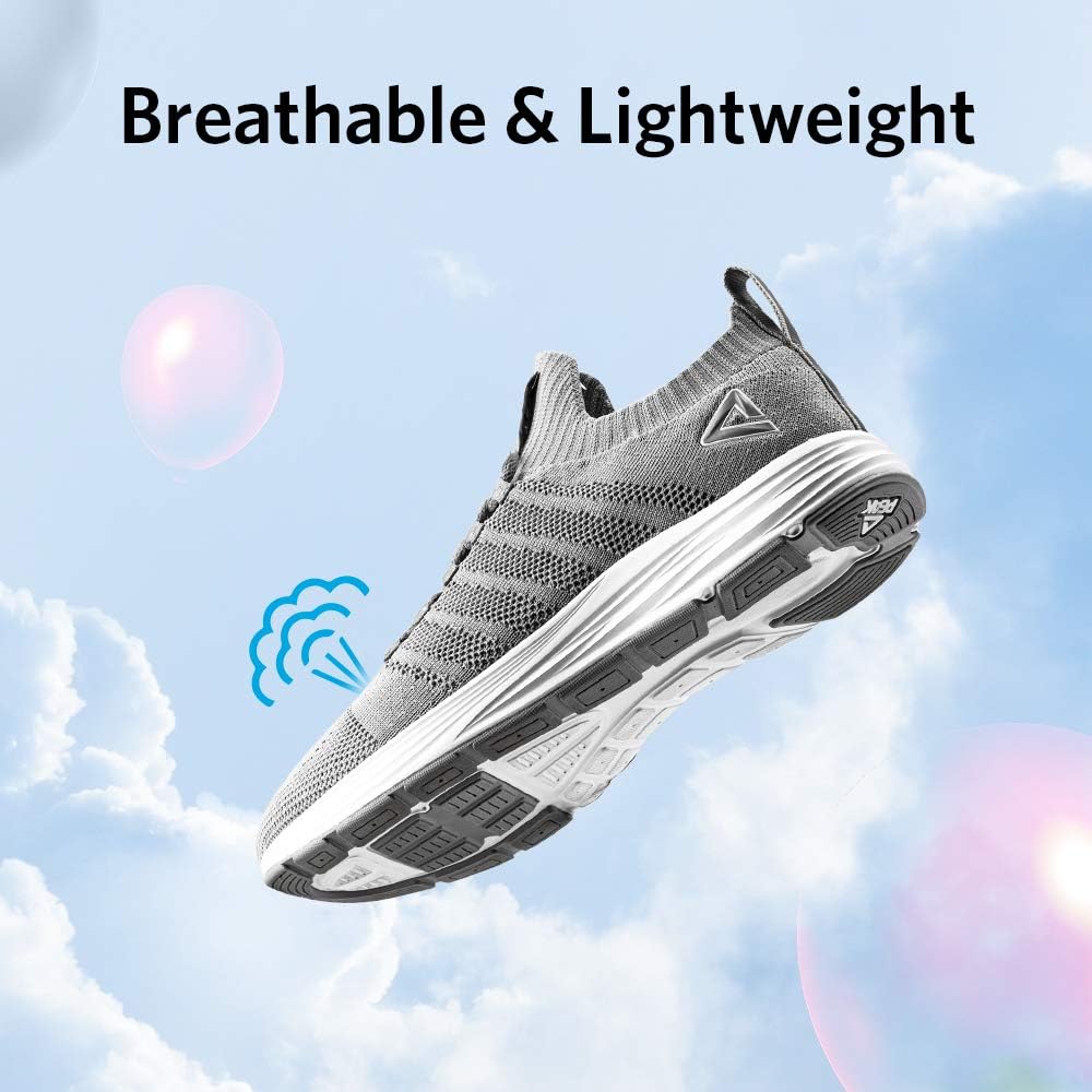 PEAK Mens Lightweight Walking Shoes Comfortable Slip On Sports Sneakers for Tennis, Gym, Running, Casual Workout