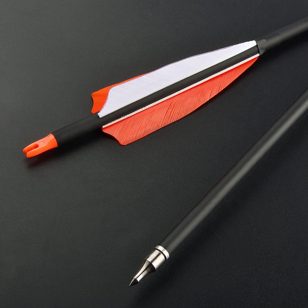 ZSHJGJR 30 Inch Archery Carbon Arrows Hunting Arrows with 4” Turkey Feather Target Practice Arrows Spine 500 for Compound & Recurve &Traditional Bow 6/12pcs